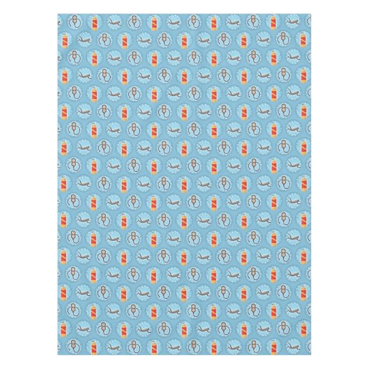 Scuba Diving Pattern - Cute Scuba Theme Tafelkleed (Voorkant)
