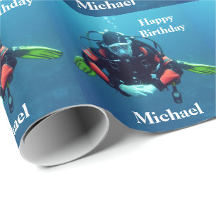 Scuba Diving Personalized Birthday Gift Cadeaupapier