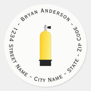 Scuba Diving Retouradreslabel Ronde Sticker