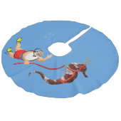 Scuba Diving Santa and Seahorse Imitatie Linnen Kerstboom Kleed (Gekanteld)
