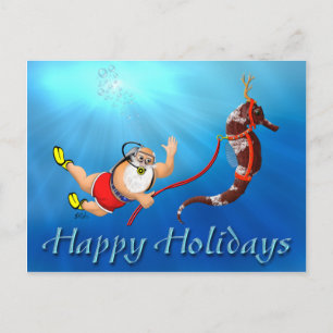 Scuba Diving Santa & Seahorse Briefkaart
