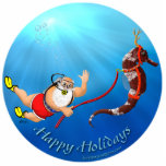 Scuba Diving Santa & Seahorse Ornament Fotobeeldje Ornament<br><div class="desc">De kerstman weet hoe hij moet ontspannen en plezier hebben als hij niet bezig is op de Noordpool. Op weg naar een glide met zijn vertrouwde zeepaardje kruipt hij door de onderwaterwereld en brengt vreugde naar elk zee schepsel.</div>