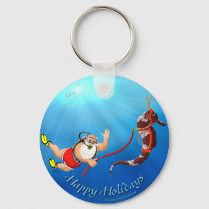 Scuba Diving Santa & Seahorse Sleutelhanger