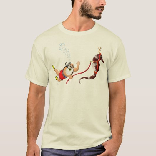Scuba Diving Santa & Seahorse T-shirt (Voorkant)