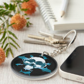 Scuba Diving Skull en Sharhic Design Sleutelhanger (Voorkant Rechts)
