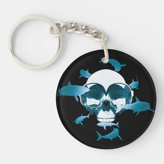 Scuba Diving Skull en Sharhic Design Sleutelhanger (Voorkant)