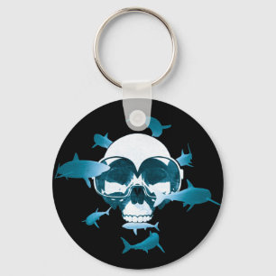 Scuba Diving Skull en Sharhic Design Sleutelhanger