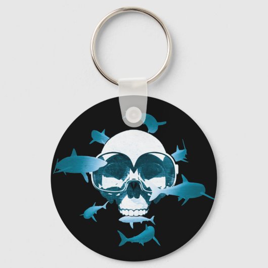 Scuba Diving Skull en Sharhic Design Sleutelhanger (Voorkant)