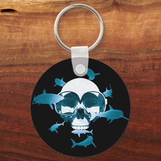 Scuba Diving Skull en Sharhic Design Sleutelhanger (Voorkant)