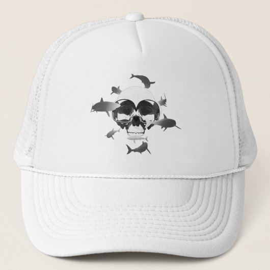Scuba Diving Skull en Sharhic Design Trucker Pet (Voorkant)