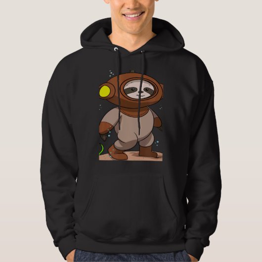Scuba Diving Snorkeling Sloth Lazy Tired Dive Slee Hoodie (Voorkant)