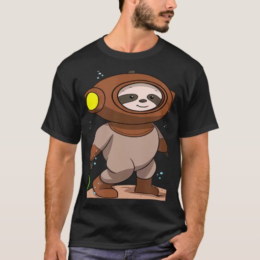Scuba Diving Snorkeling Sloth Lazy Tired Dive Slee T-shirt (Voorkant)