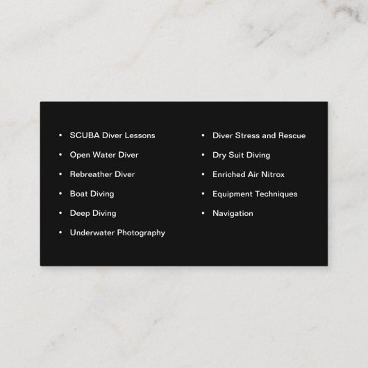 Scuba Diving Thema Visitekaartje (Achterkant)
