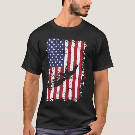 Scuba Diving USA Flag Diver Freediving T-shirt (Voorkant)