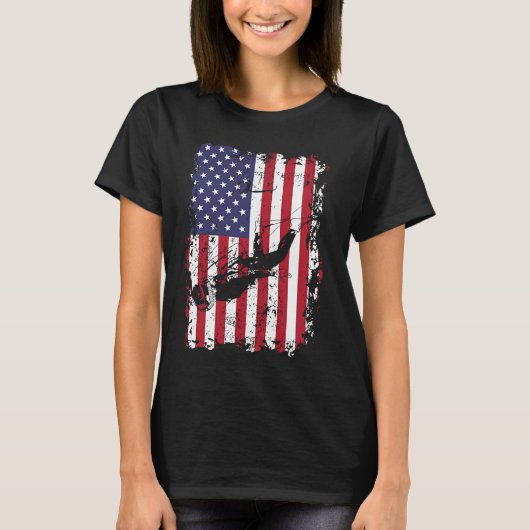 Scuba Diving USA Flag Diver  Freediving T-shirt (Voorkant)