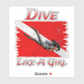 SCUBA duik als een meisje Sticker (Vel)