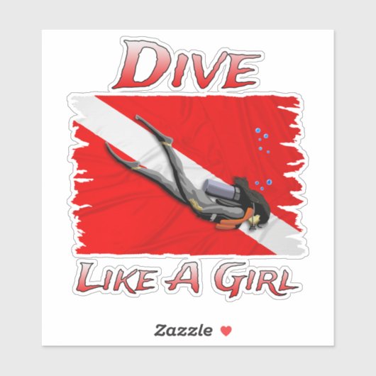 SCUBA duik als een meisje Sticker (Vel)