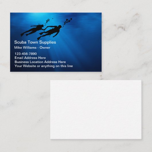 Scuba-duikbenodigdheden en -klassen visitekaartje (Voorkant / Achterkant)