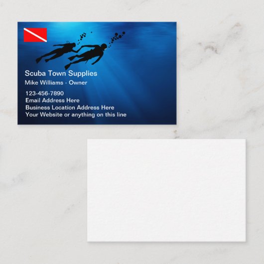 Scuba-duikbenodigdheden en Visitekaartje van klass (Voorkant / Achterkant)