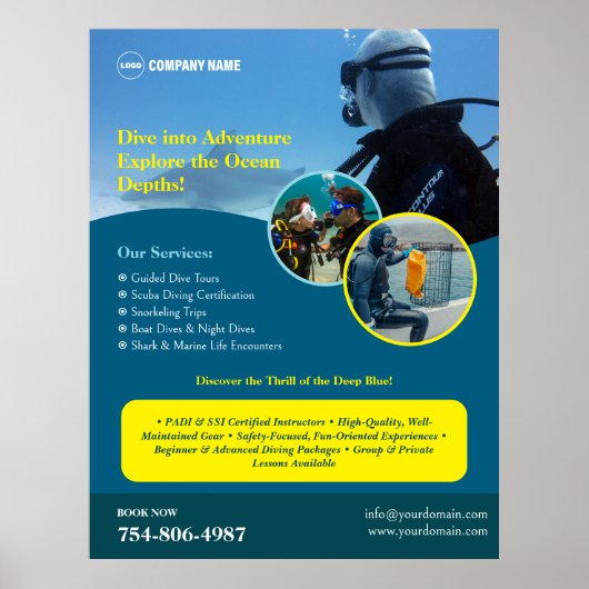 Scuba Duikcursus Aangepast Poster (Voorkant)