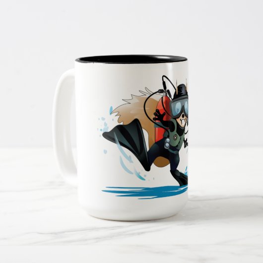 scuba-duikeekhoorn met twee tongen mok (Voorkant links)