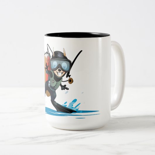 scuba-duikeekhoorn met twee tongen mok (Voorkant rechts)