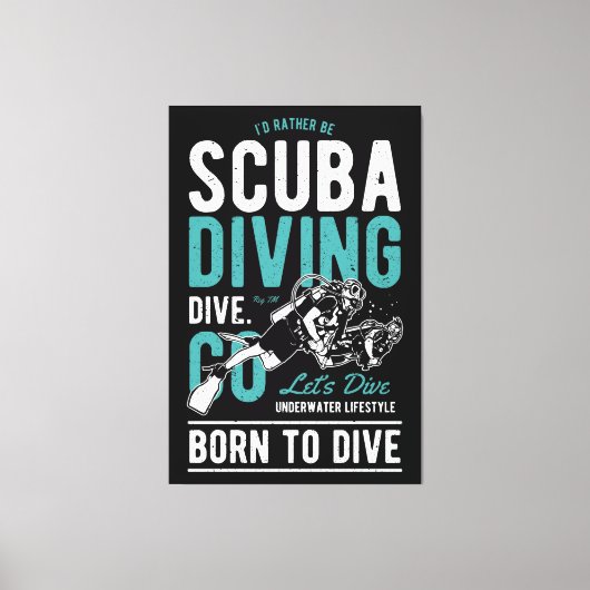 Scuba-duiken geboren om te duiken | Sport Canvas Afdruk (Voorkant)