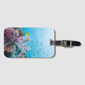 Scuba duiken met kleurrijk rif en koraal bagagelabel (Voorkant (horizontaal))