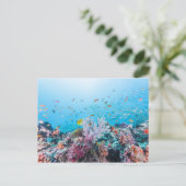 Scuba duiken met kleurrijk rif en koraal briefkaart (Staand voorkant)