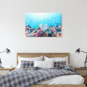 Scuba duiken met kleurrijk rif en koraal canvas afdruk (Insitu (Slaapkamer))