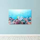 Scuba duiken met kleurrijk rif en koraal canvas afdruk (Insitu (Houten vloer))