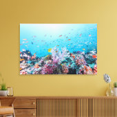 Scuba duiken met kleurrijk rif en koraal canvas afdruk (Insitu (Woonkamer))