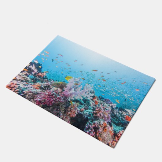 Scuba duiken met kleurrijk rif en koraal deurmat (Schuin)