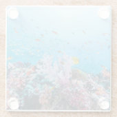 Scuba duiken met kleurrijk rif en koraal glazen onderzetter (Achterkant)