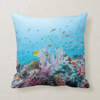 Scuba duiken met kleurrijk rif en koraal kussen