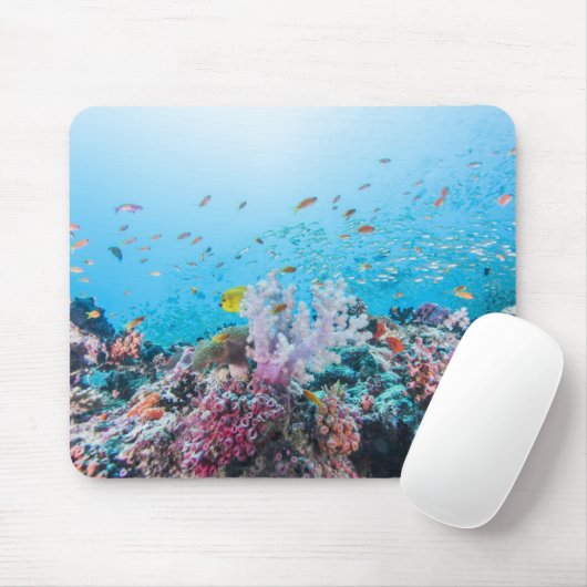 Scuba duiken met kleurrijk rif en koraal muismat (Met muis)