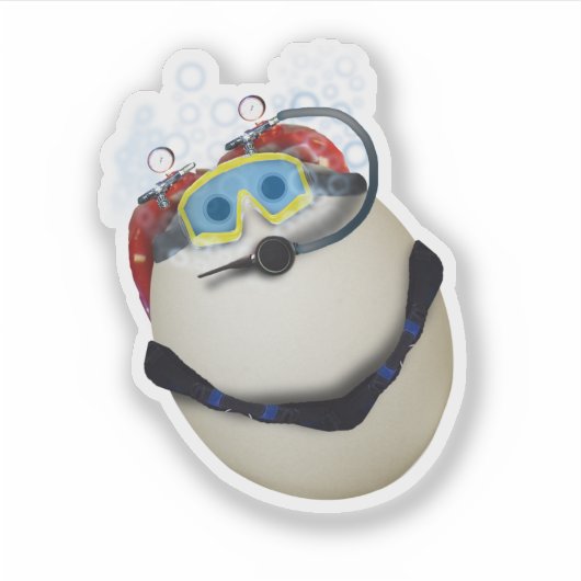 SCUBA-Duikende Ei Sticker (Voorkant)