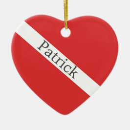 Scuba duikende Logo - Roodhartvlag van duiker Keramisch Ornament