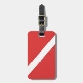 Scuba duikende Logo - Roodwitte vlag van duiker Bagagelabel (Voorkant verticaal)