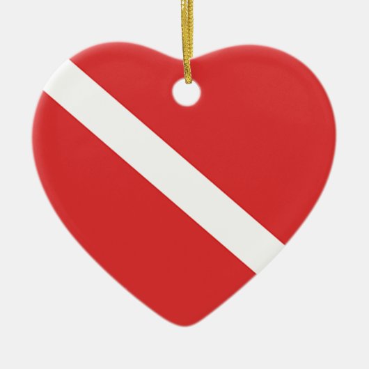 Scuba duikende Logo - Roodwitte vlag van duiker Keramisch Ornament (Voorkant)