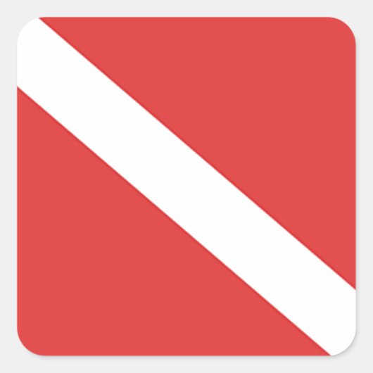 Scuba duikende Logo - Roodwitte vlag van duiker Vierkante Sticker (Voorkant)