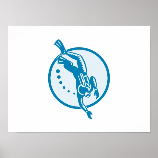 scuba, duiker, duiken, duiken, onderwater, zwemmen poster (Voorkant)