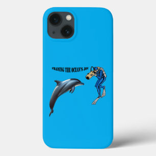 SCUBA-duiker fotografeert een dolfijn URM Case-Mate iPhone Case