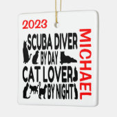 Scuba duiker houdt van katten CUSTOM Keramisch Ornament (Links)