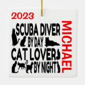 Scuba duiker houdt van katten CUSTOM Keramisch Ornament (Achterkant)