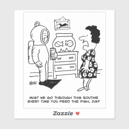 Scuba-duiker in duikgear voedt tropische vis sticker (Vel)