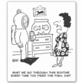 Scuba-duiker in duikgear voedt tropische vis sticker (Voorkant)