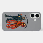 SCUBA-duiker poseert met een reusachtige octopus U Case-Mate iPhone Case (Achterkant (horizontaal))