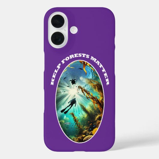 SCUBA-duiker Silhouet met Schildpad, Vis en Kelp Case-Mate iPhone Case (Achterkant)