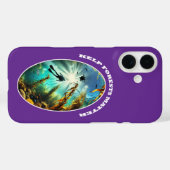 SCUBA-duiker Silhouet met Schildpad, Vis en Kelp Case-Mate iPhone Case (Achterkant (horizontaal))